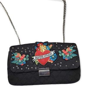 Zara Quilted Inspire Others shoulder Crossbody small black Bag / purse